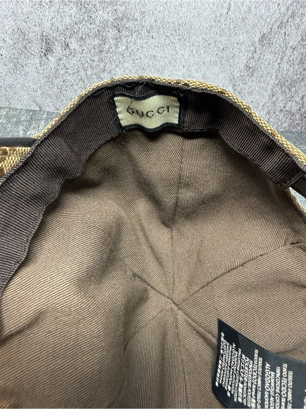 Gucci Hat Cap Baseball Cap GG Canvas Sherry Line Beige Size XL Unisex Authentic